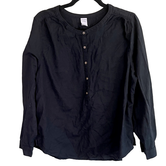 Melrose and Market Size XL Ladies Black Button Tunic 100% Cotton Blouse - Picture 1 of 4